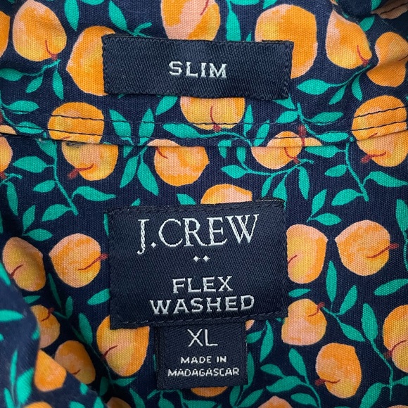 Mens J.Crew Outlet short sleeve button up shirt, w/chest pocket. Peach Print XL - Picture 5 of 7